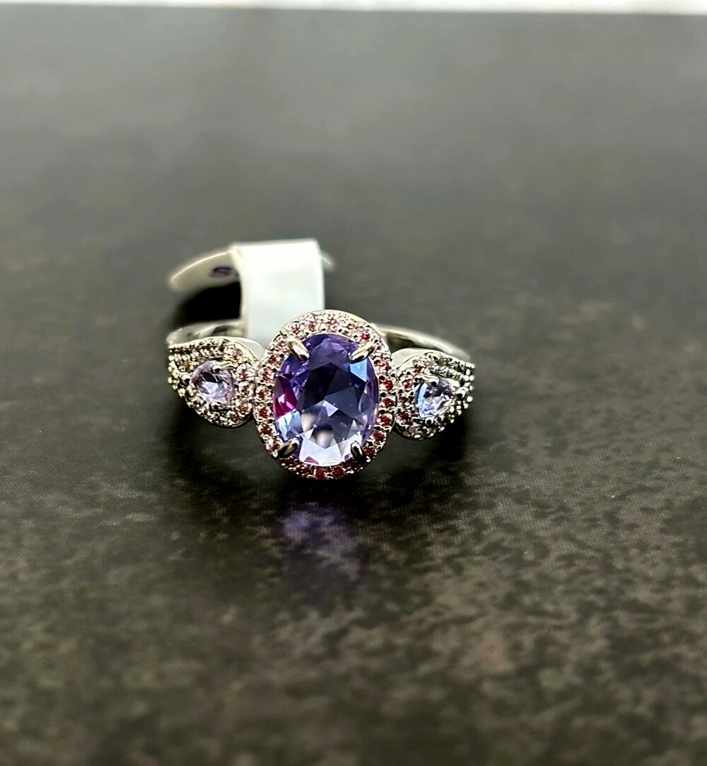 New RBP Light Purple amethyst On Rodium Plated Size 9